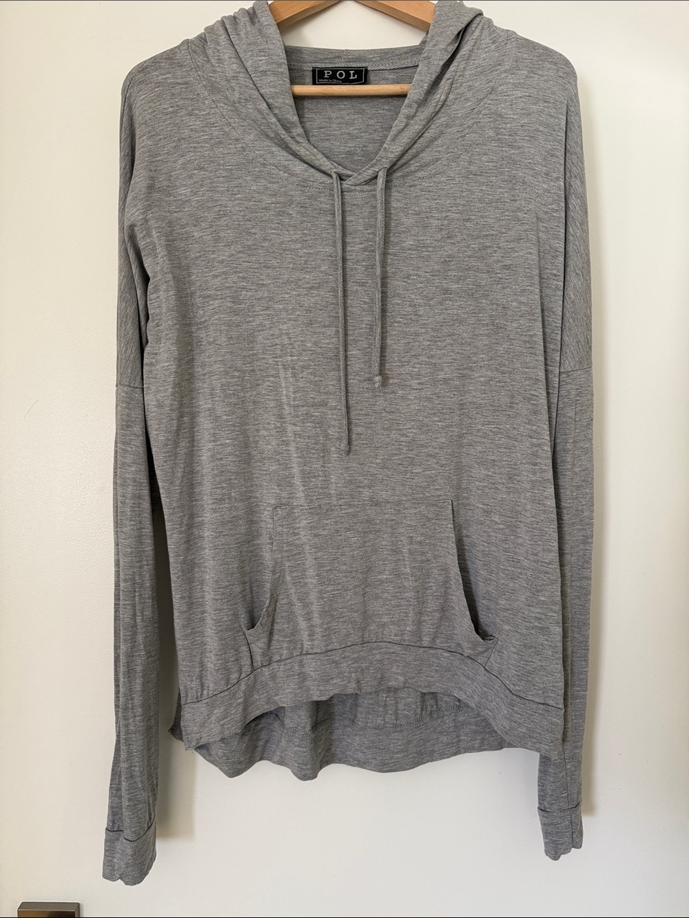 POL Heather Gray Lightweight Hooded Top